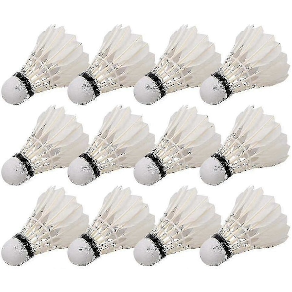 Badmintonbold, 12 stk. Professionelle Shuttlecock Fjer Badmintonbolde til Badmintontræning
