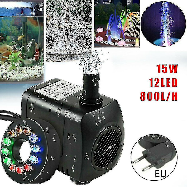 15W 800L/t Vandfontænepumpe, Dammpumpe, Fontænepumpe, Havepumpe, Fount-LCL