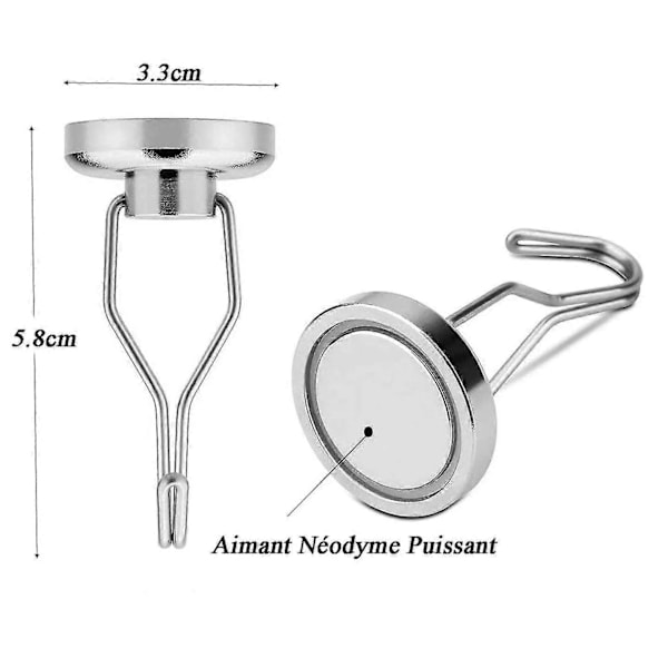 Tehokas magneettikoukku vuodelle 2024 - 45 kg 32D magneettinen jääkaappikoukku Neodyymi pyörivä magneettikoukku Magneettiset koukut keittiön pyyhkeille, pöydälle, 6 kpl, magneetti