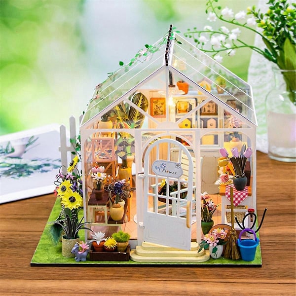 DIY Puutarhatalo Kirjanurkka Hyllyn Lisäosa Pienoisrakennussarjat Puinen Nukkekoti Kukkapuutarhahuone Kirjahylly A