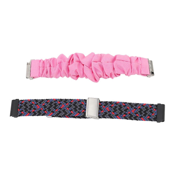 Vevd Nylon Klokkearmbånd med Rustfritt Stål Spenne 4 Fjærstang Utbytting Scrunchie Klokkearmbånd for Fitbit Versa