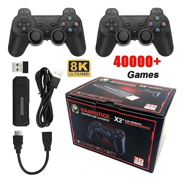 X2 Plus Spil Stick Retro Konsol Dobbelt Trådløs Controller 128GB 40000+ Spil