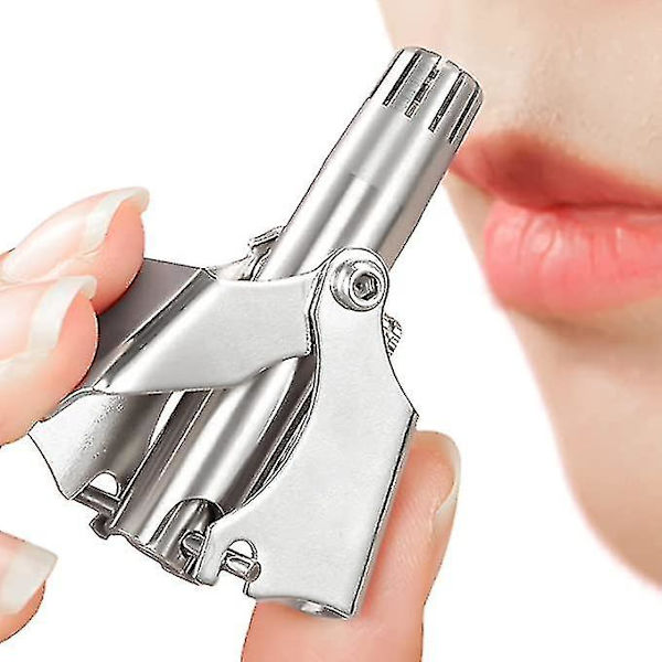Øre- og næsehårstrimmer - Professionel og smertefri med 12 dobbeltkantede blade, universel til mænd og kvinder, batterifri, vandtæt, lille og nem