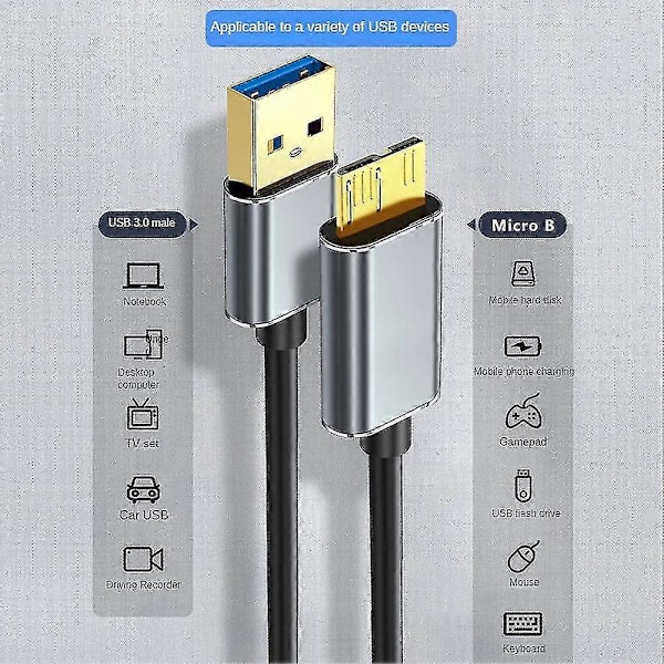 Drivkabel för extern USB Micro-B Hdd-kabel Datakabel, 0.5m