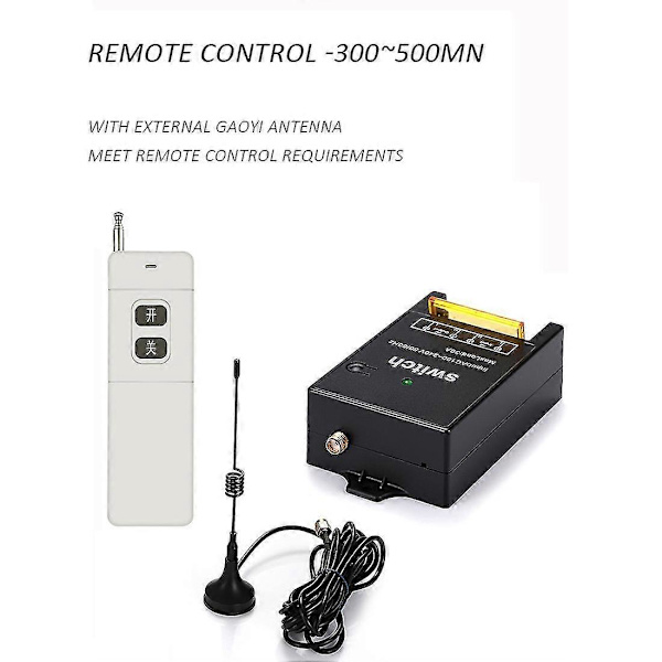 Trådløs fjernbetjeningsswitch, 3000M lang rækkevidde, AC 100-240V /40A relæ trådløs RF switch kompatibel