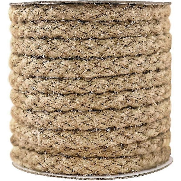 Flätad Jute Rep, 7,6 meter 11mm Tjockt Snöre för Hantverk, Klösbräda för Katter, Trädgårdsarbete, Buntning och Makraméprojekt