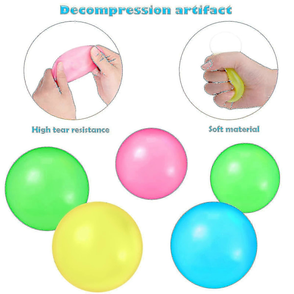 10 st Takbollar Glow In The Dark Stressbollar Klibbiga Bollar Som Fäster I Taket Lysande Bollar