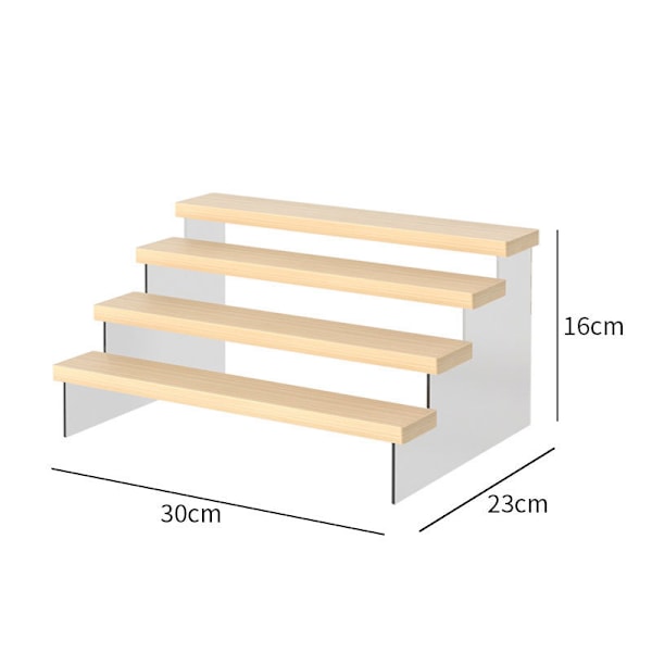 4-trins Akryl Display Stativ, Træ Trappe Stativ Organizer Samling Dekoration til Visning