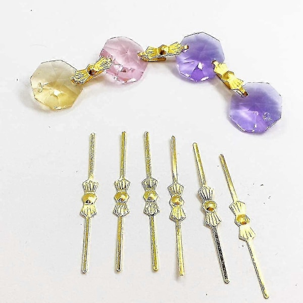 100-pack 33mm Chandelier Lampdelsförbindelser Chlips Bowtie Pins för Fästning av Kristaller Pärlor Chandelier Ersättningar Belysningstillbehör (go