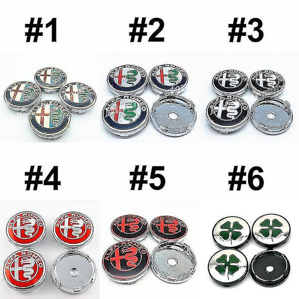 4 stk. 60mm Alfa Romeo Logo Deksel for Hjulnav for Alfa Romeo 4c 8c 147 155 156 159 166 Giulietta Stelvio Spider Gt osv.