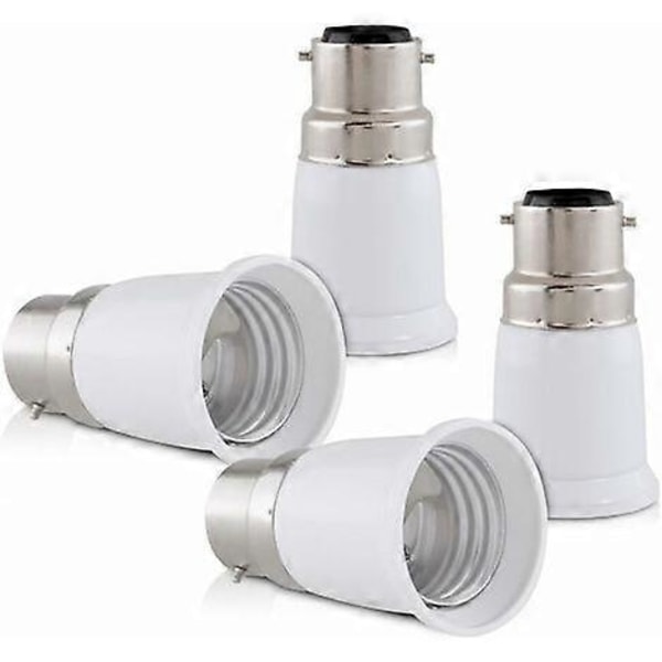 4x Sokkeladapter - B22 til E27 Sokkelkonverter - Bajonetfatning Lampeholder Adapter til Halogen LED Pære
