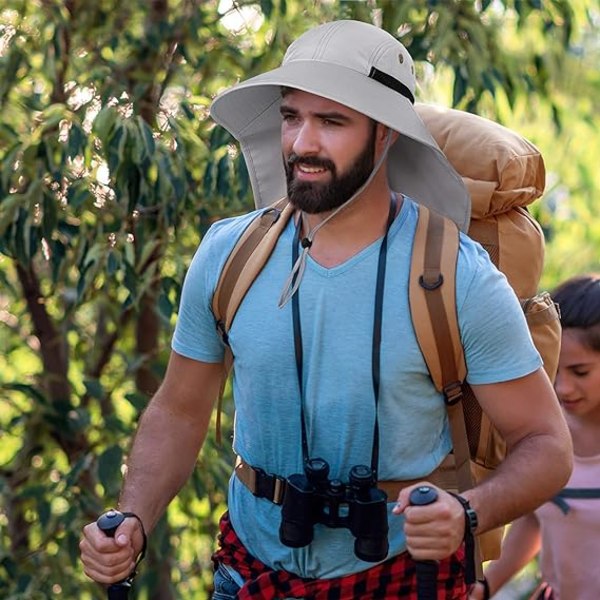 Utomhussolhatt för män med UV-skydd Safarikeps Bred cap fiskehatt med nackklaff, för pappa