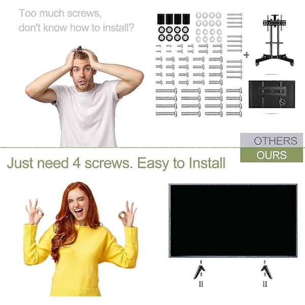 Stativskruvar och brickor för alla TV-stativben, skruvsats för TCL Hisense Samsung LG Vizio JVC Onn Sony Toshiba Insignia Westinghouse Philips Sharp Ro