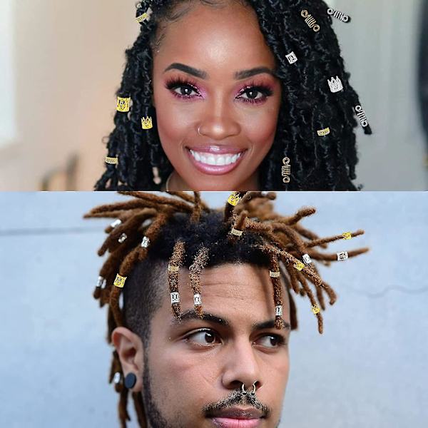 200 stk./æske Hår Fletning Perler Metal Plader Ring Fletning Dreadlocks Perler Clips Metal Hår Manschetter Med Opbevaringsboks
