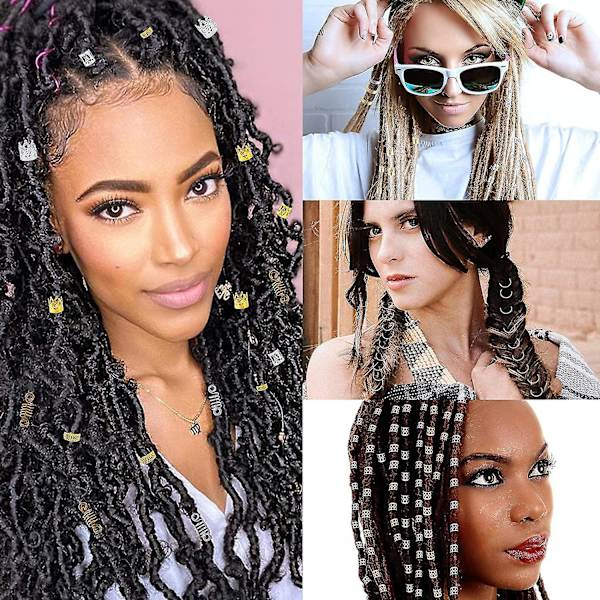 200 stk/boks Hårfletting Perler Metallplater Ring Fletting Dreadlocks Perler Klips Metall Hår Mansjetter Med Oppbevaringsboks