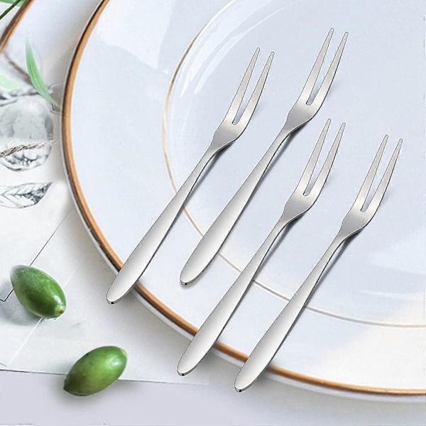 12 stk Dessertgafler, 5,1 tommer Rustfritt Stål Mini Salat Fruktgaffel Smaksgafler Gaffel