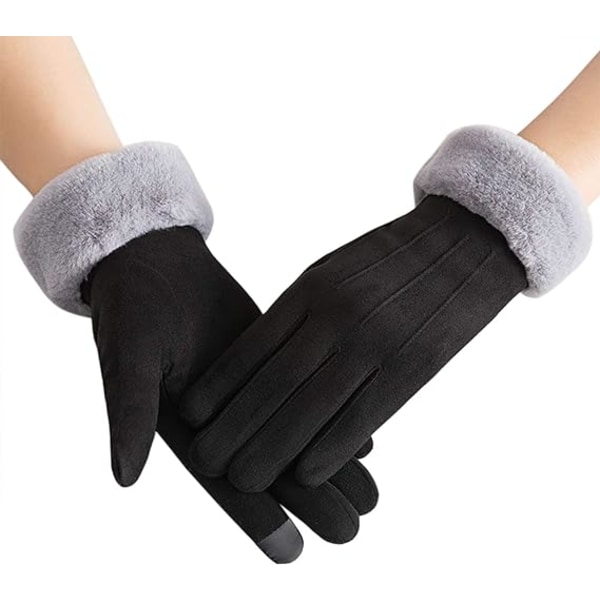 Handskar dam höst och vinter pekskærm plus sammetsvarma su