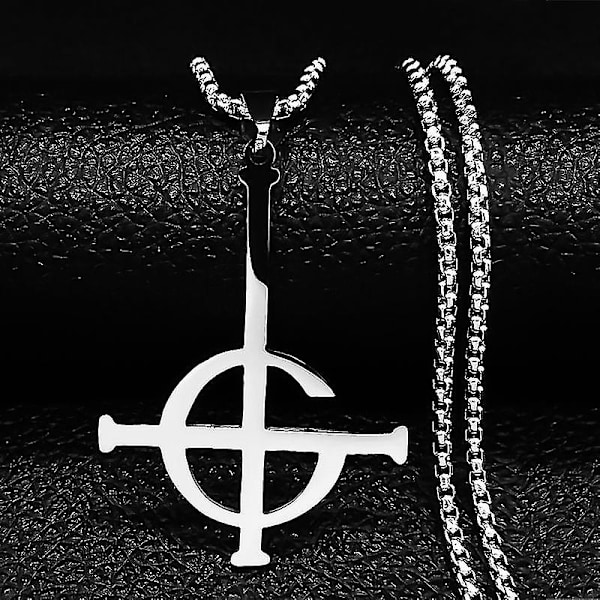 Ghost BC Navnløs Halskæde i Rustfrit Stål Ghoul Band Kors Kæde Pave Emeritus Symbol Maske Grucifix Poster Halskæder Smykker