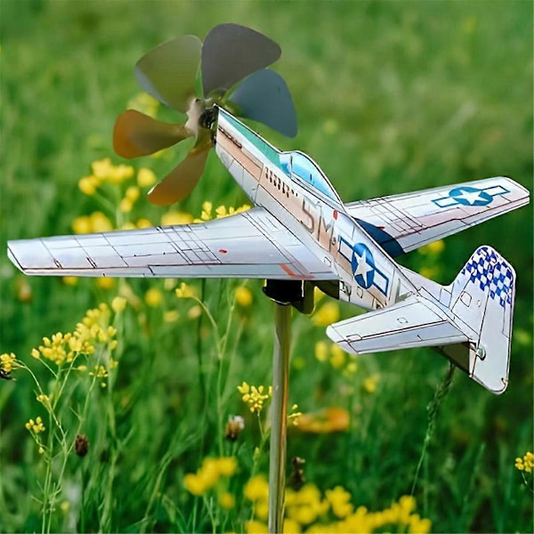 3D Flygplan Trädgård Vindflöjel Pinwheel Anti- Metall Flygplans Plug-in Väderkvarn Vindsnurra Väderbeständig Trädgård