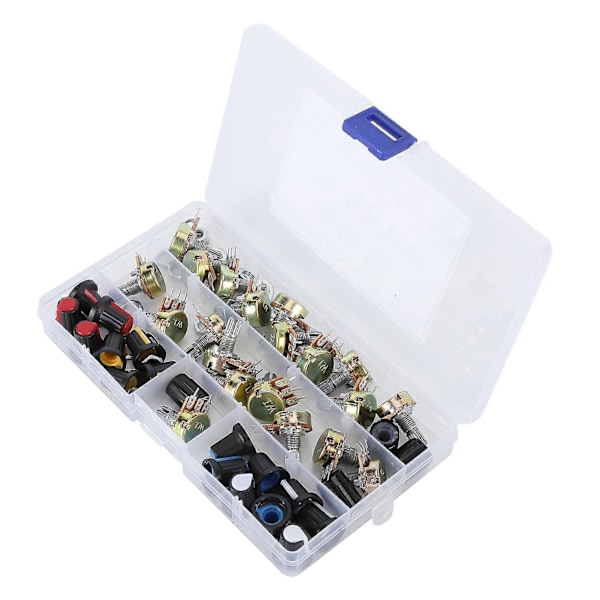 Potentiometer Sæt Kit 80 stk B5K B10K B20K B50K B100K Lineær Taper med Knapper til Lydkontrol