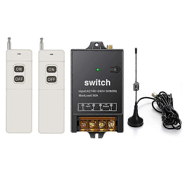Trådløs fjernbetjeningsswitch, 3000M lang rækkevidde, AC 100-240V /40A relæ trådløs RF switch kompatibel