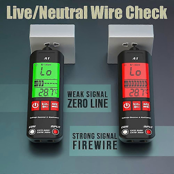 A1 Helautomatisk Anti-Bränn Intelligent Digital Multimeter, Automatisk Avkänning av Noll- och Fasledare, Beröringsfri Spänningstestare, Mäter Noggrant