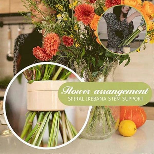 Spiral Ikebana Stjälkhållare, Återanvändbar Blomstergrid för Vas, Blomformare för Blommor Spiral Stjälkhållare för Vas L