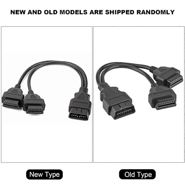 Auton 16-nastainen OBD2 OBDII -uros - kaksi naaras Y-jakaja -sovitin -jatkojohto -diagnostiikkatyökalu