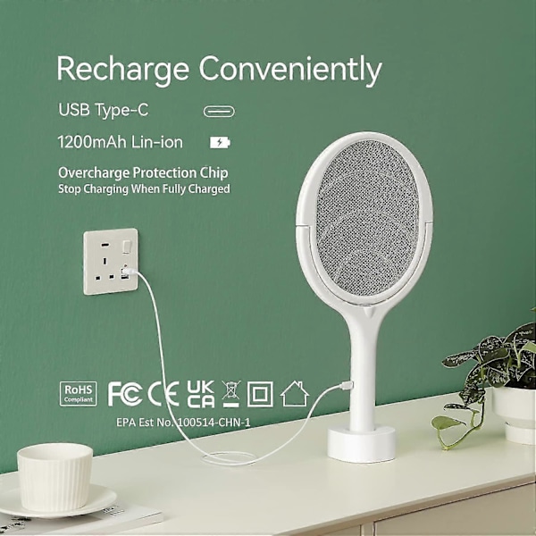 Roterende hode oppladbar elektrisk flygende padle elektrisk flygende padle racket insekt dreper racket myggdreper