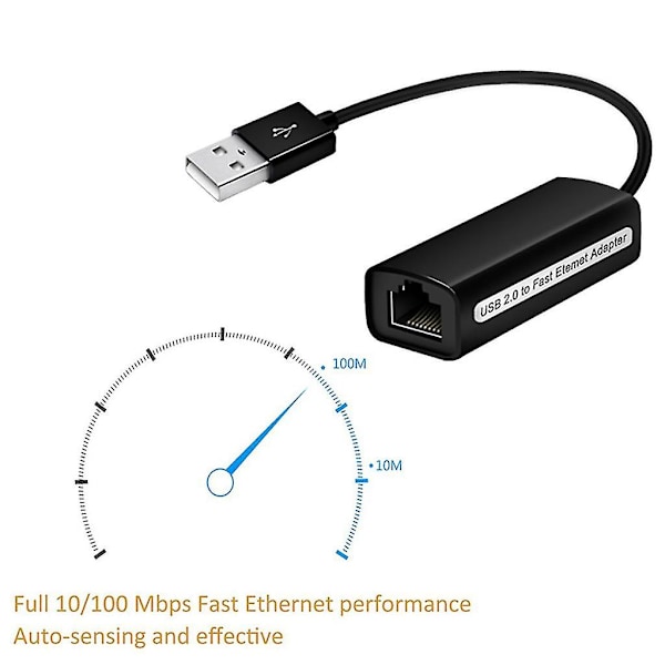 100 Mbps USB 2.0 Nettverkskort til Ethernet LAN-tilkoblingsadapter RJ45 LAN-trådløs adapter for Switch/for Wii/for Wii U