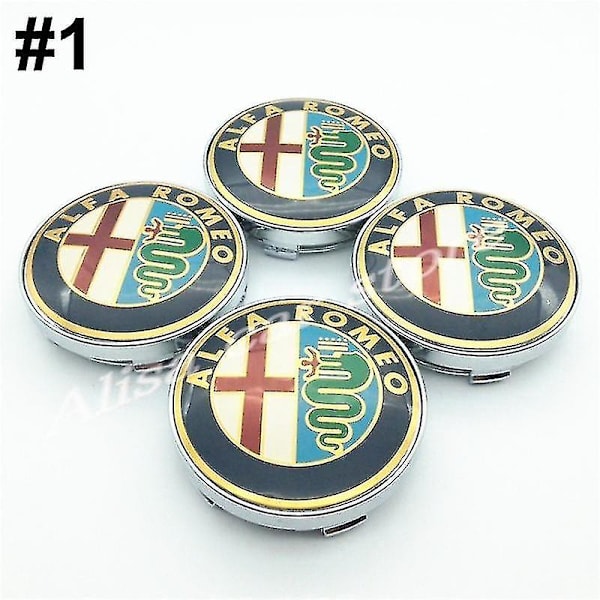 4 stk. 60mm Alfa Romeo Logo Deksel for Hjulnav for Alfa Romeo 4c 8c 147 155 156 159 166 Giulietta Stelvio Spider Gt osv.