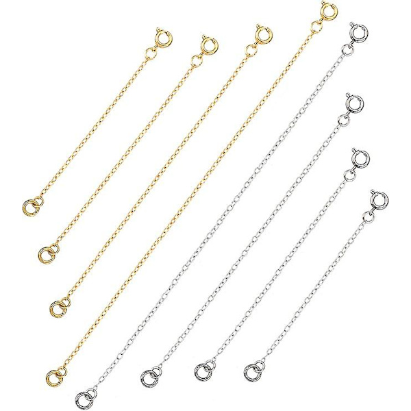 8 st Halsbandsförlängare Armband Förlängningskedja Rostfritt Stål Förlängningskedjor för Smyckestillverkning