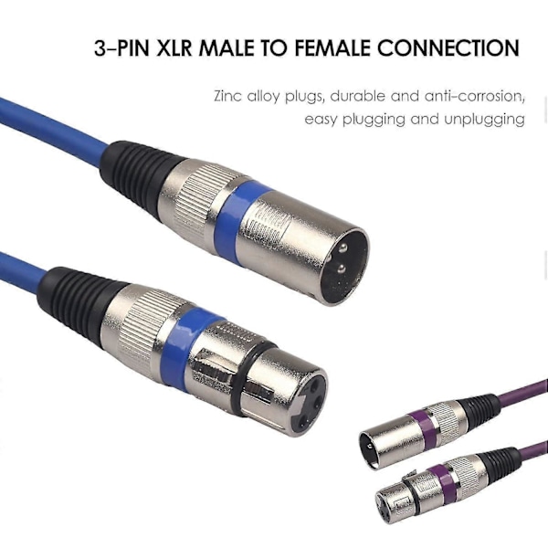 6 stk. 1,5 m/5 ft XLR-kabel DMX Scene Kabel 3-pin XLR Han til Hun Stik Sort PVC Jack til Moving Head Par Mikrofon Mixer