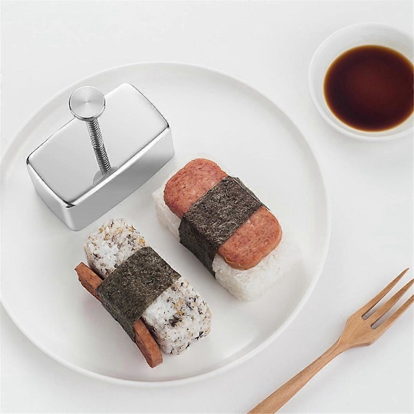 3 kpl Onigiri-muotti ruostumattomasta teräksestä, Musubi-muotti riisimuottisetti, puristin, klassinen kolmion muotoinen riisipallomuotti sushille