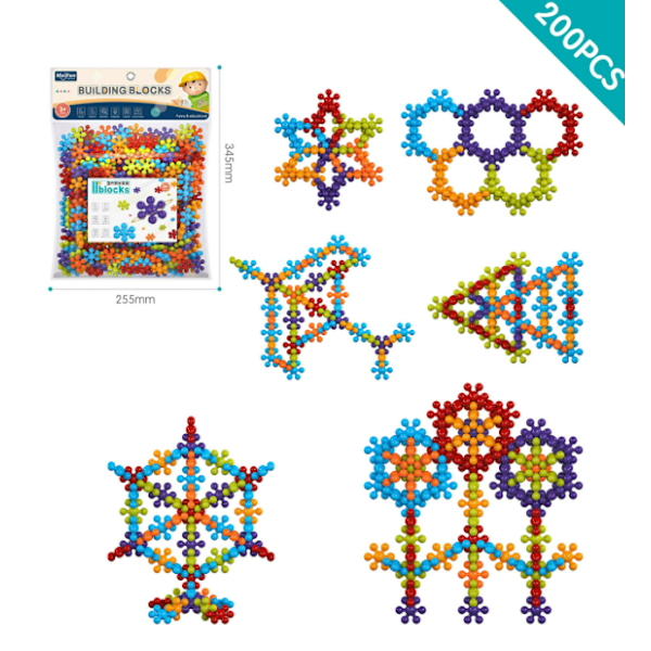 200 stk. Plommeblomst byggeklosser er egnet for 3-6 år gamle puslespill tidlig utdanning byggekloss leker 200PCS