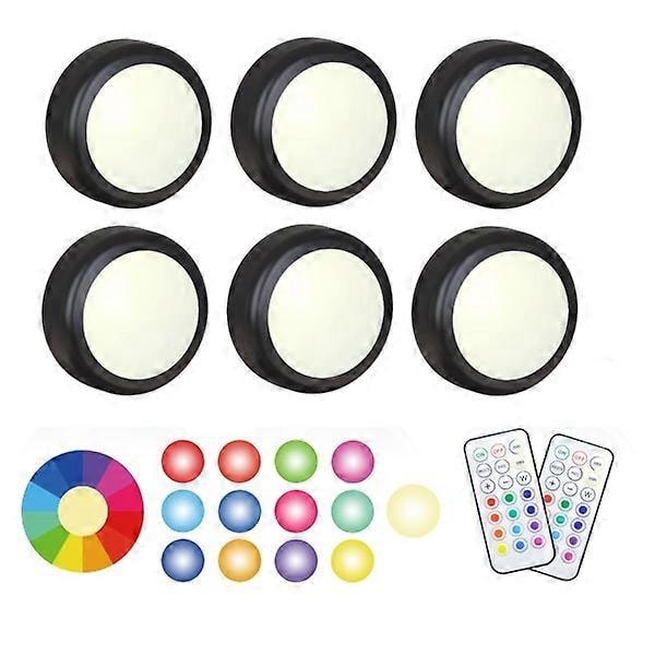 LED-hodelykt 6 stk med 2 fjernkontroller RGB-design Ulike farger Svart