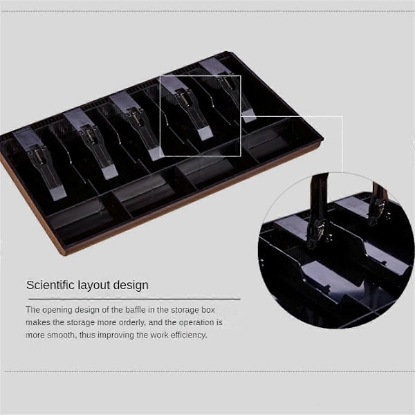 Kasseapparat Skuffeindsatsbakke 5 Seddelrum/4 Møntrum med Metalclips, Supermarkedskasse