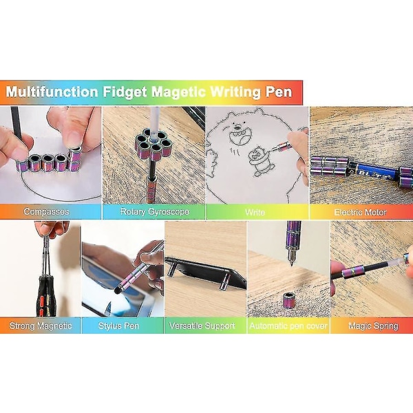Magnetic Pole Fidget Penna Metall Magnet Leksak Anti-stress til stede