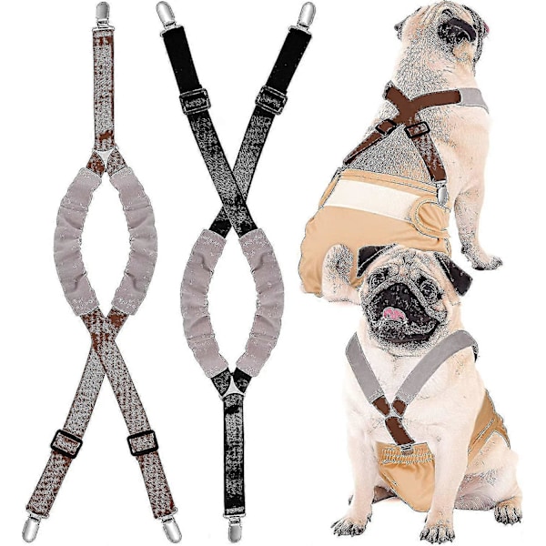 2 Pieces Dog Diaper Suspenders Belly Bands Canine Harness Keep Diaper On Your Dog For Small Medium And Large Dogs (black, Brown, Small) Small