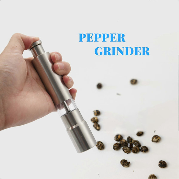 Salt- og Peberkværn 2, Peber Rustfrit Stål Saltshaker -Knap Manuel Glas Salt og Peber