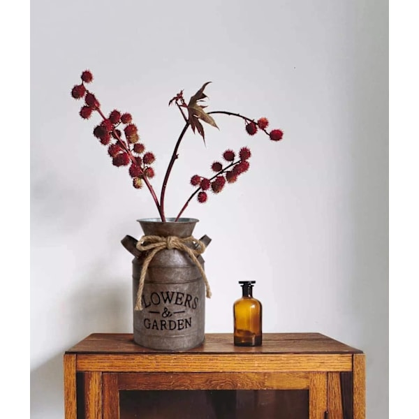 Shabby chic metallvas med rostig färgdekoration mjölkkanna hink rustik primitiv kanna lantlig inredning stor
