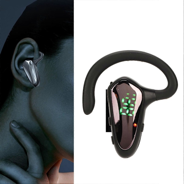 Trådlösa Bluetooth-hörlurar med brusreducering, öronkrok, LED-digital display för kontor, sport och affärer