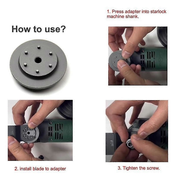 Adapter for oscillerende verktøy, konverterer Starlock-blad til OIS Universal-bladadapter