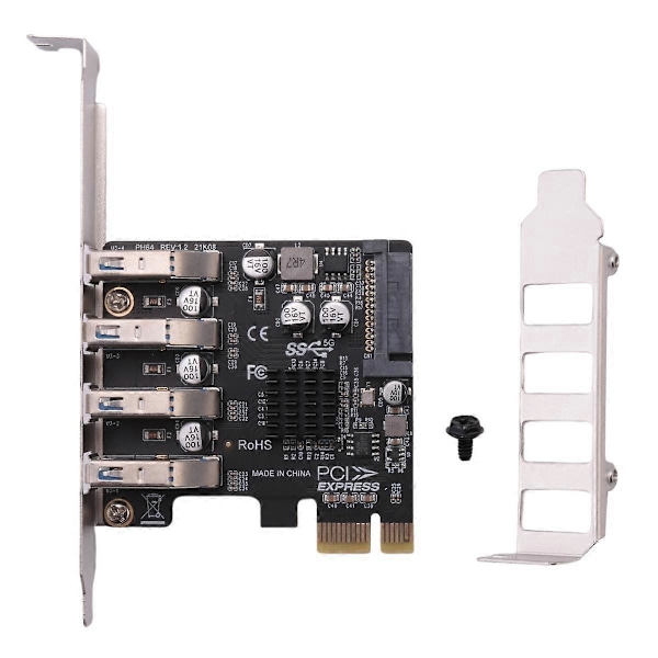 PCI-E til USB3.0 Udvidelseskort 4-Port 2U/4U Chassis Dobbelt Strømforsyning 5Gbps Hastighed Support PCI-E X1 X