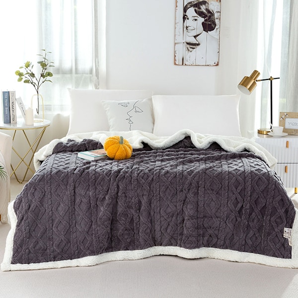 Vinterfleecefilt, supersoft mikrofiber, dubbelsidig flanellfilt, varm, ultra mjuk, lämplig för soffa, sovrum Grey 100*150cm
