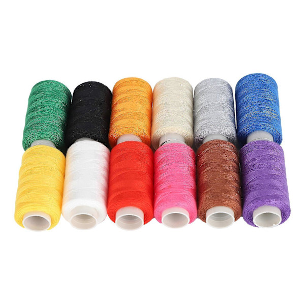 12-pack Sytrådssats Färgglada Polyester Broderiverktyg Handgjorda DIY Stickningstillbehör