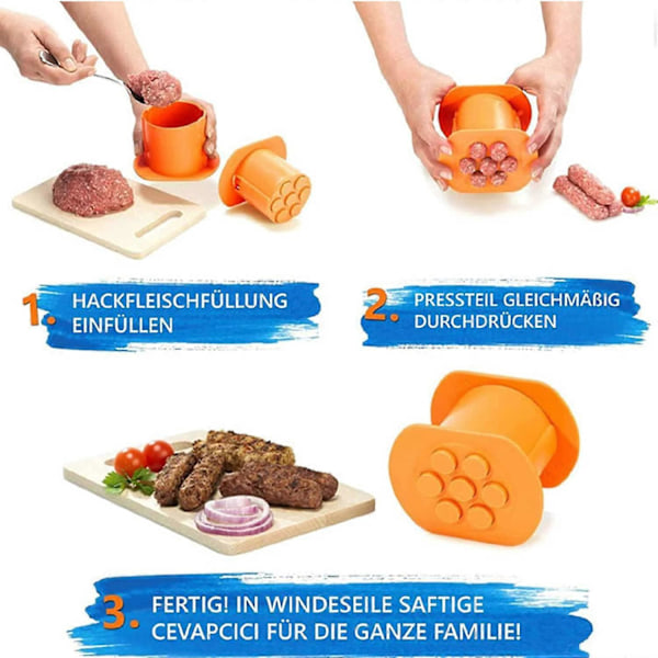 7 Pølse i én tryk Pasta Kugler Hurtig Prototyping Køkken DIY Gadget Manuel Pølse Kød Strimler Presser