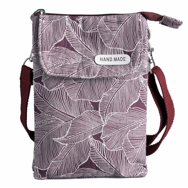 YY-Rymlig mobilväska Plånbok Canvas Små Crossbody-väskor med axelrem för kvinnor tonårstjejer (lila) Purple