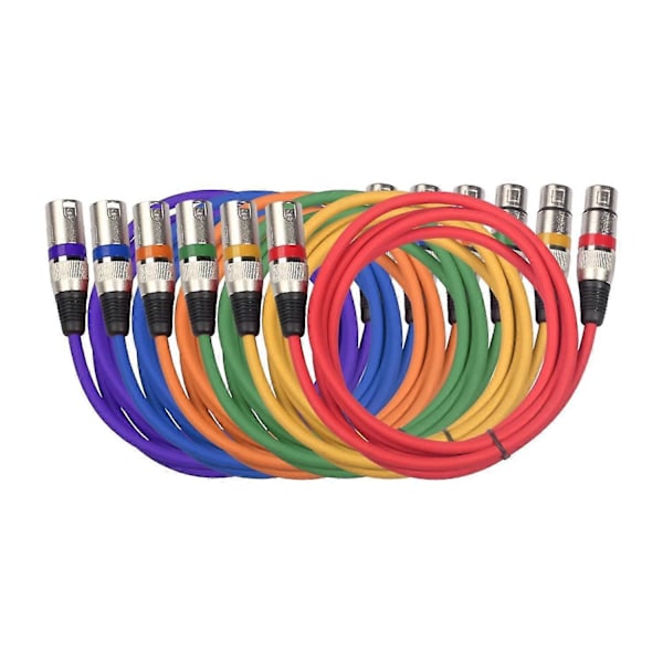 6 stk. 1,5 m/5 ft XLR-kabel DMX Scene Kabel 3-pin XLR Han til Hun Stik Sort PVC Jack til Moving Head Par Mikrofon Mixer