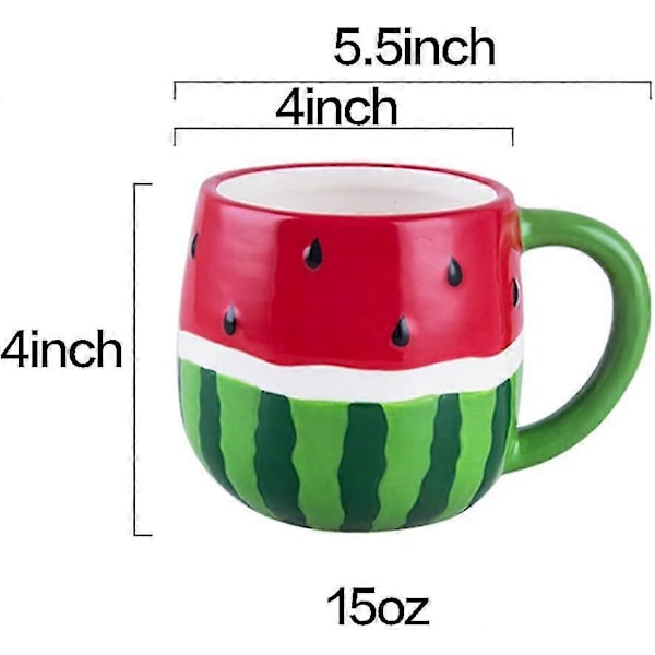 Keramik Ananas/vandmelon Frugtform Kaffekrus Tekop Havregrynskop 10,5x8,5cm Gul